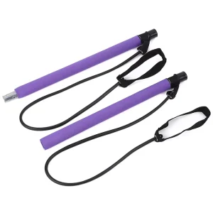 Portable Yoga Exercise Stick Bar with Resistance Band, Tension Straps and Yoga Ropes