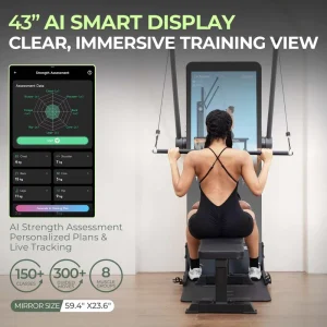 Power S Smart Gym Fitness Mirror Power Station Multi-Gym Machine for Triceps, Chest and Legs, Metal, Home Use