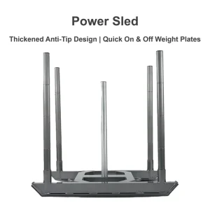Power Sled for Home Gym Strength Training, Thickened Anti-Tip Design, Quick On/Off Weight Plates