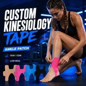 Pre-Cut Custom Ankle Kinesiology Tape Patches Elastic Support Water Resistant Hypoallergenic Unisex Cotton Blend Sports