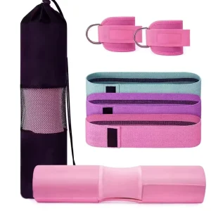 Premium Durable High Density Barbell Squat Pad Fabric Resistance Bands Ankle Straps Set For Yoga Exercise