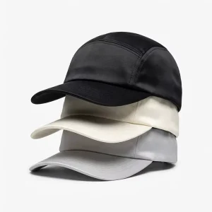 Premium Glossy Satin Finish Unstructured 7 Panel Camper Hat Sporty Leaf Letter Urban Techwear Minimalist High Street Custom