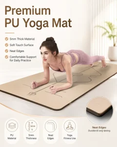 Premium PU Yoga Mat Non Slip Exercise Fitness Mat Thick Durable Eco Friendly Pilates Training Mat For Home Gym Yoga Fitness