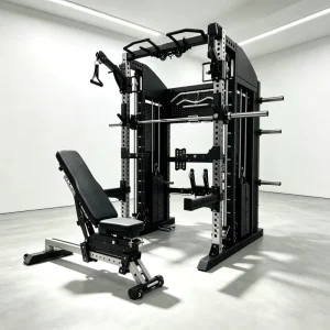 Premium Smith Machine Power Rack Station With Dual Weight Stack Adjustable Pulley Bench for Home Bodybuilding Gym