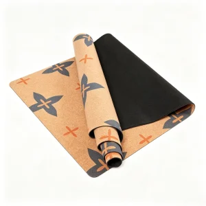 Printed Cork Yoga Mat 3mm Natural Rubber Base Non Slip for Aerobic Exercise Training Bulk Manufacturer