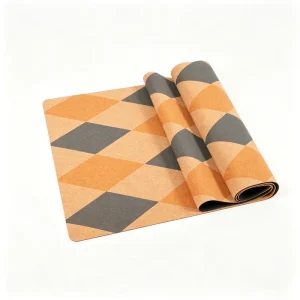Printed Cork Yoga Mat 3mm Natural Rubber Base Non-Slip for Aerobic Workout Factory Manufacturer