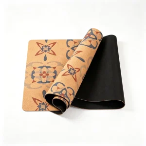 Printed Cork Yoga Mat 3mm Natural Rubber Base for Aerobic Exercise Fitness Manufacturer