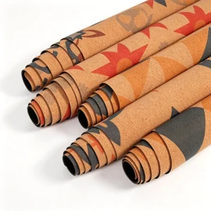 Printed Cork Yoga Mat 3mm Natural Rubber Base for Pilates Workout Bulk Factory Supplier