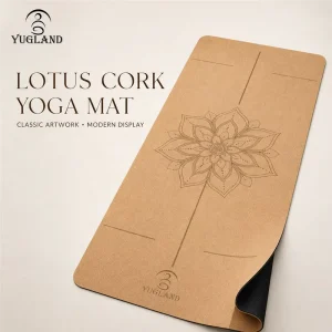Printed Cork Yoga Mat Artistic Design Non Slip Natural Fitness Mat for Professional Yoga Studio Custom Logo