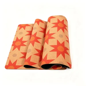 Printed Cork Yoga Mat Natural Rubber Base 3mm for Aerobic Exercise and Fitness Manufacturer