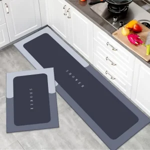 Printed Diatom Mud Washable Soft Water-Absorbent Kitchen Floor Mat 2 Piece Set