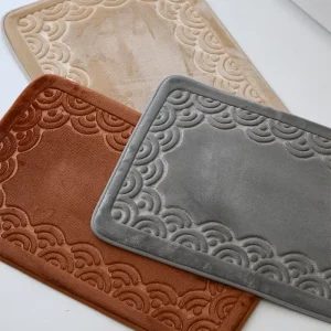 Printed Flannel Floor Mat, Anti-Slip, Washable, for Bathroom and Living Room