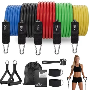 Private Label 10 30 Lbs Resistance Bands 5 Level Exercise Bands with Handles for Strength Yoga Workout