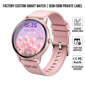 Private Label Fashion Round Sports Smart Watch DF02 OEM ODM Factory Custom Logo on Case Strap and Packaging Box Stylish Wearable
