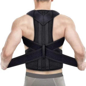 Private Label Logo Adjustable Neoprene Posture Corrector Back Support with Shoulder Protection