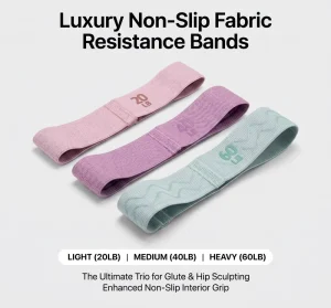 Professional 3 Piece Heavy Fabric Resistance Loops Booty Lift Non Rolling Hip Circle Workout Bands Women Squats Leg Toning