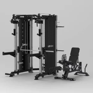 Professional All In One Functional Trainer With 75x75mm Steel Uprights Double 198kg Weight Stack Commercial Smith Machine