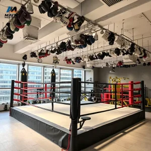 Professional Boxing Ring 6 x 6 m Competition Standard PVC Leather Canvas Steel Frame for Gym Training