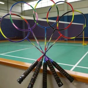 Professional Carbon fiber Badminton Racket 75 80g Moderate Hardness Rainbow Color 28 Lbs High Pound 0.6mm Strings Durable