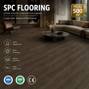 Professional Click Lock Flooring Eco Friendly Sound Insulation 10mm 12mm 14mm Spc Flooring