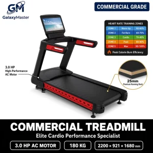 Professional Commercial Treadmill 3.0HP AC Motor 18% Incline Heavy Duty Gym Running Machine Professional Grade GM-T009