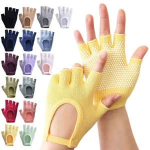 Professional Non-Slip Aerial Yoga Gloves Fingerless Five-Finger Grip Gloves for Women Fitness Pilates Training Workout Gear