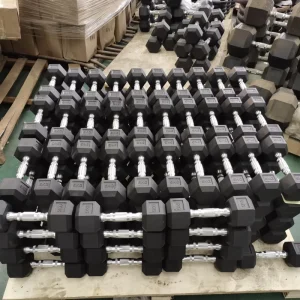 Professional Rubber Hex Dumbbell Set 2.5kg to 50kg for Commercial Gym Strength Training