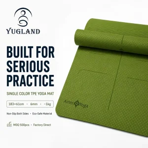 Professional Single Color TPE Yoga Mat Anti Tear Exercise Pad for Pilates Gym Fitness Factory Vendor