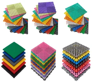 Protective SPC Interlocking Garage Floor Tiles 40x40cm 20mm Vented Drainage Grid for Car Wash, Detailing and Storage