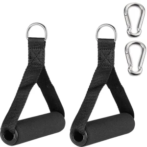 Pull Handle Weight Lifting Foam Handle 2 Carabiners Resistance Grips Resistance Band Black