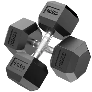 Pure Iron Rubber-Coated Hexagonal Fixed Dumbbells, Electroplated, for Home Gym Training
