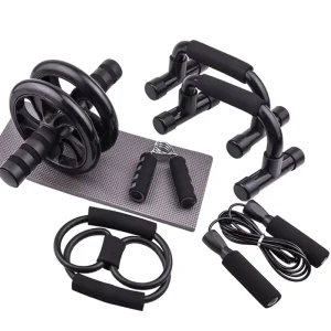 Push-Up Abdominal Roller Wheel Kit 5pcs with Jump Rope and Hand Grips