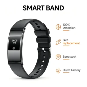 QW800 Smart Band with Touch Screen, Heart Rate and SpO2 Monitoring, Sleep Monitor, Interchangeable Straps, Message Reminder