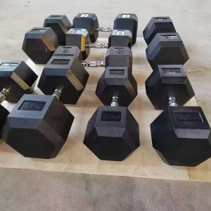 Quality Fitness Training Cast Iron Rubber Hexagon Dumbbell Set 5kg 10kg 20kg 30kg