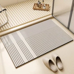 Quick-Drying Anti-Slip Diatomite Bath Mat, Water-Absorbent, Rubber-Backed Stone