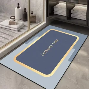 Quick-Drying Diatomaceous Earth Square Bath Mat Non-Slip Absorbent Modern Design