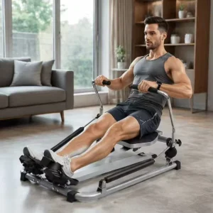 Quiet Hydraulic Rower Machine with Ergonomic Seat Cushion Compact Indoor Rowing Machine for Home Cardio