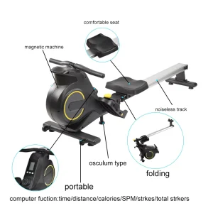 Quiet Magnetic Rower with 8-Level Resistance and Adjustable Aluminum Rail