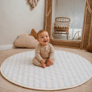 Quilted Cotton-Linen Baby Play Mat, 300 GSM Filling, Custom Size, Logo Printing