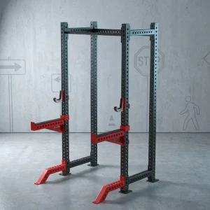 REYK18 Half-Frame Squat Rack Power Cage Smith Machine, Steel Construction, Indoor Commercial Gym Use