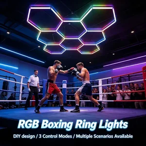 RGB Honeycomb Boxing Ring Lights DIY Design Easy Mount for MMA Boxing Gym