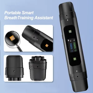 Real-Time App Display Smart Breathing Trainer Dual Channel Inhale Exhale 3 Resistance Gears Aluminum Alloy for Yoga