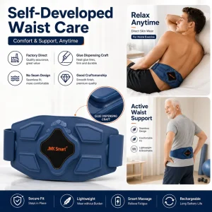 Rechargeable Portable Cordless Back Support Belt with Waist Massage Lightweight for Home Office and Travel