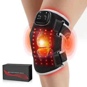 Rechargeable Wireless Red Light Therapy Knee Brace, 660nm/850nm Infrared, Vibration Massage