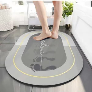 Rectangle Fast-Drying Soft Natural Rubber-Backed Bathroom Shower Mat Super Absorbent Non-Slip for Home and Hotel