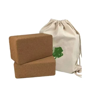 Recycled Cork and Wooden Yoga Blocks with Bag, 3 x 6 x 9 in / 4 x 6 x 9 in