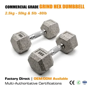 Recycled Rubber Eco-Friendly Grind Hex Fixed-Weight Dumbbell