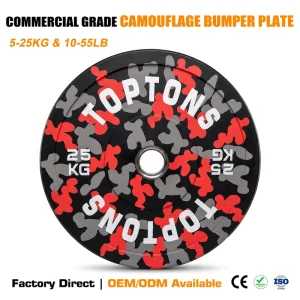 Red-Grey Camouflage Solid Rubber Bumper Plate for Weightlifting