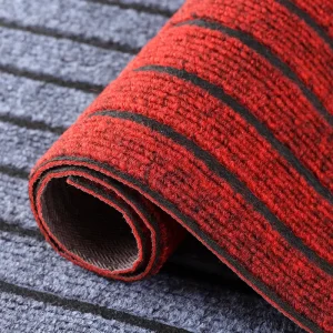 Red and Black Striped Kitchen Floor Mat Wipe-Clean Dirt-Proof Doormat