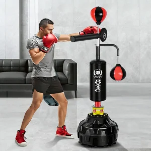 Reflex Speed Standing Punching Bag PU ABS Adjustable Height 360-Degree Water- or Sand-Filled